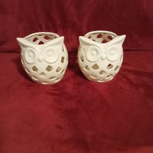 Ceramic owl candle holders
